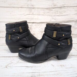 Womens Natural Soul Naturalizer Karmen Faux Black Leather Ankle BOOTS Sz 7.5